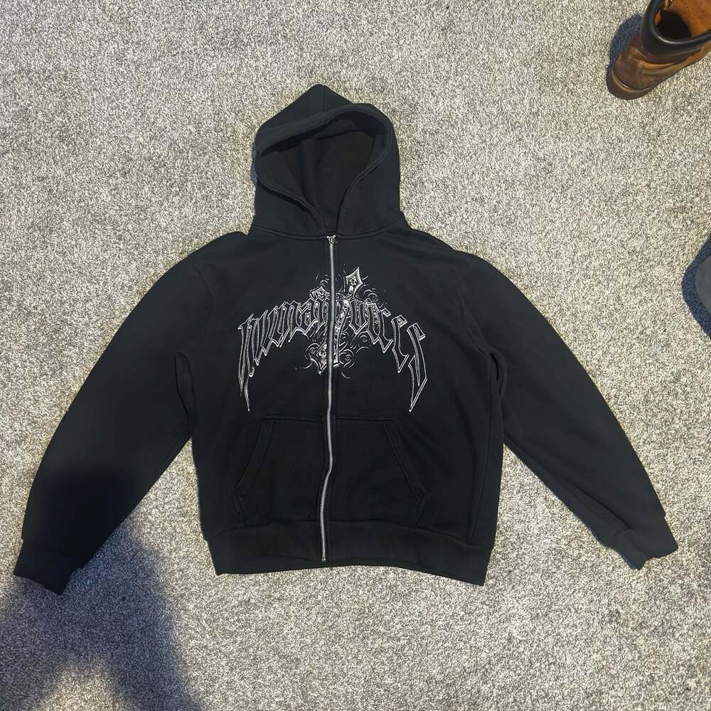 Human Vices Zip Up Hoodie Size M Black Graphic Cross